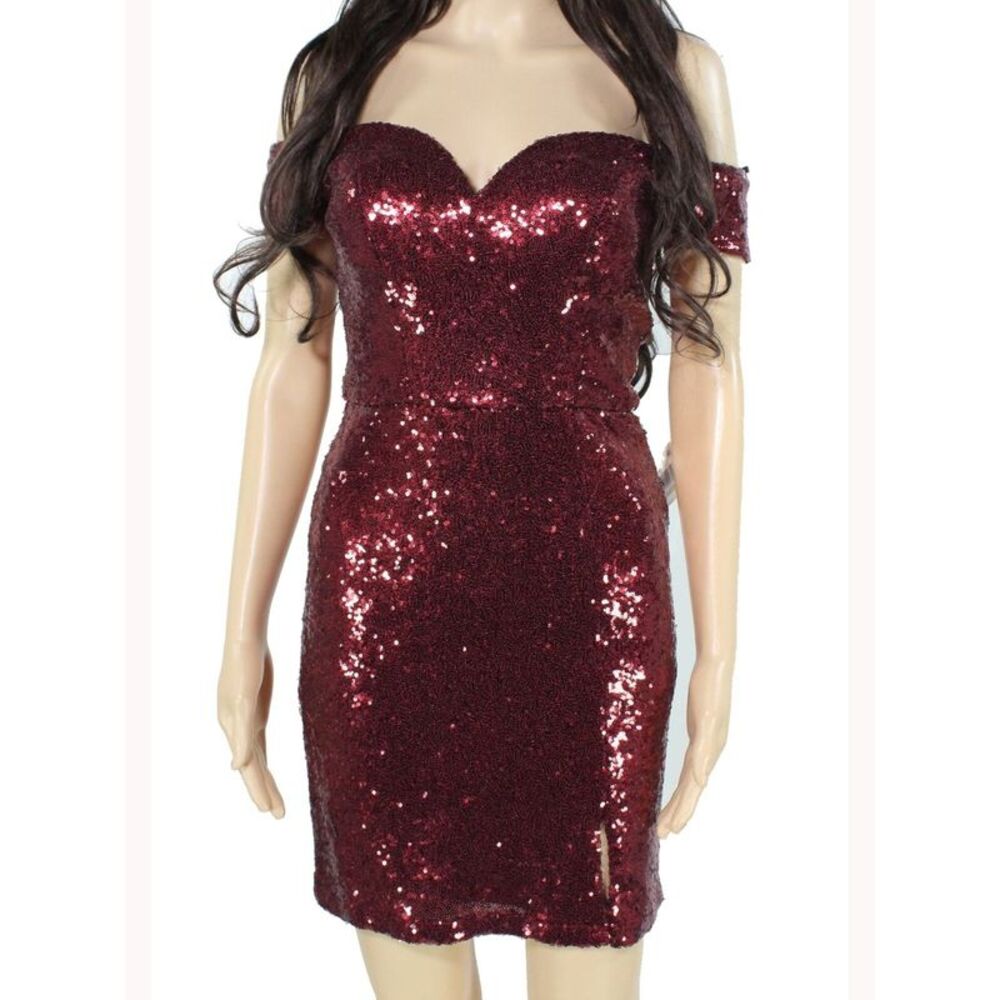 NWT B DARLIN Womens Red Cap Sleeve Short Cocktail Sheath Dress 1\2